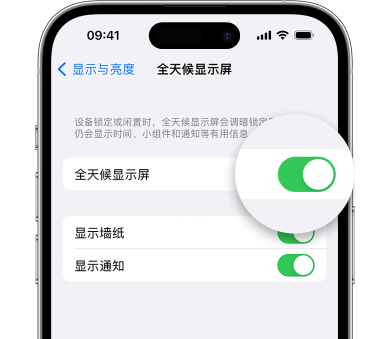 晴隆苹果15预约维修分享iPhone15如何设置全天候显示屏幕可见 